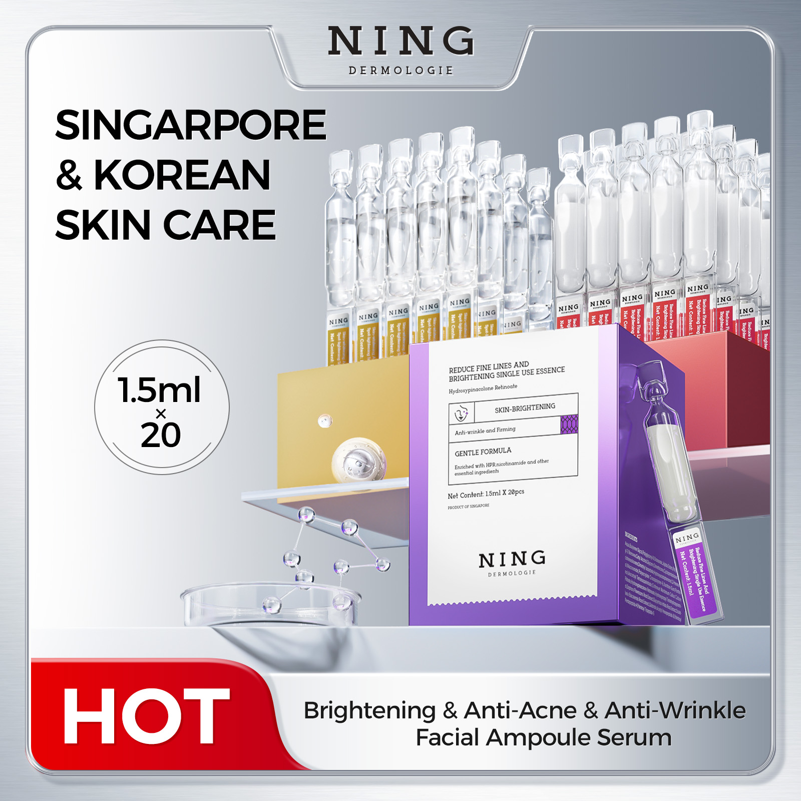 Niacinamide Brightening Serum - Face Ampoule Essence|Brightening,Anti-Wrinkle, Anti-Acne with Niacinamide,